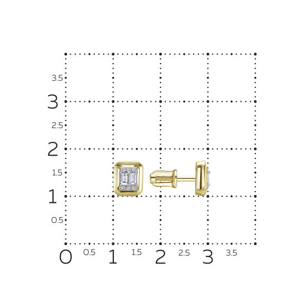 Серьги-пусеты с 16 бриллиантами из лимонного золота 131574