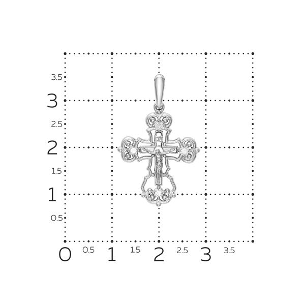 Православный крест с 4 бриллиантами 0.12 карат из белого золота 61901