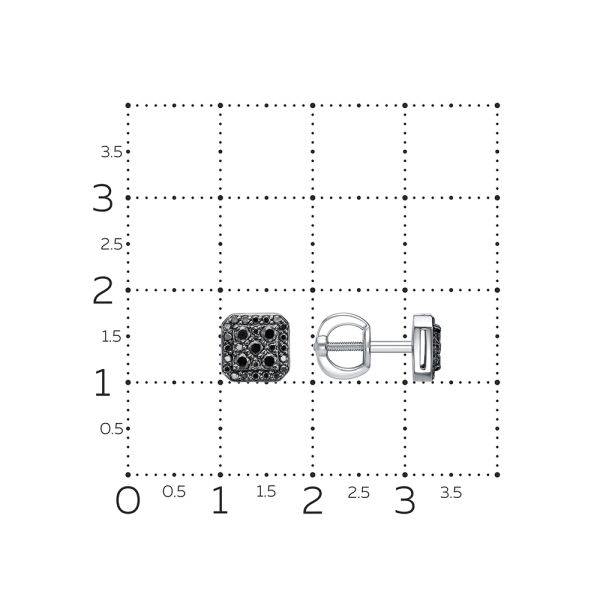 Серьги-пусеты с 58 черными бриллиантами из белого золота 134836