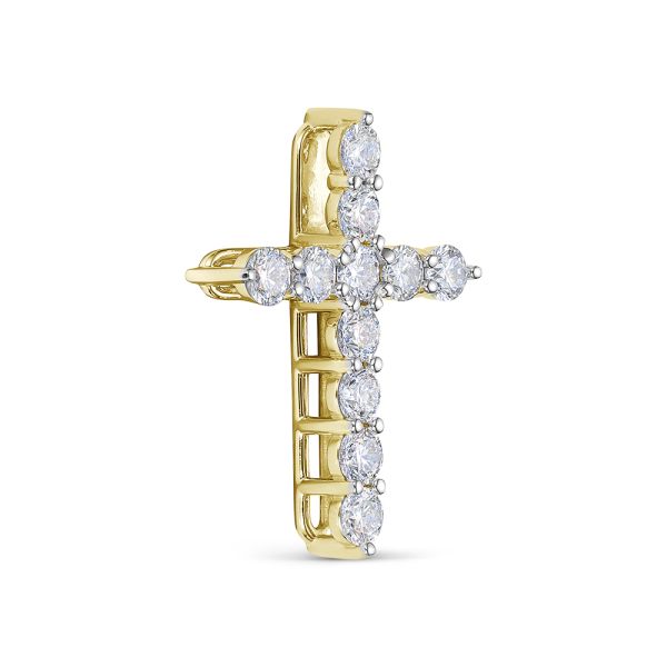 Декоративный крест с 11 бриллиантами 3.08 карат из лимонного золота 115320