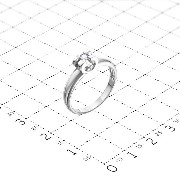 Кольцо с бриллиантом 0.109 карат из белого золота 50549