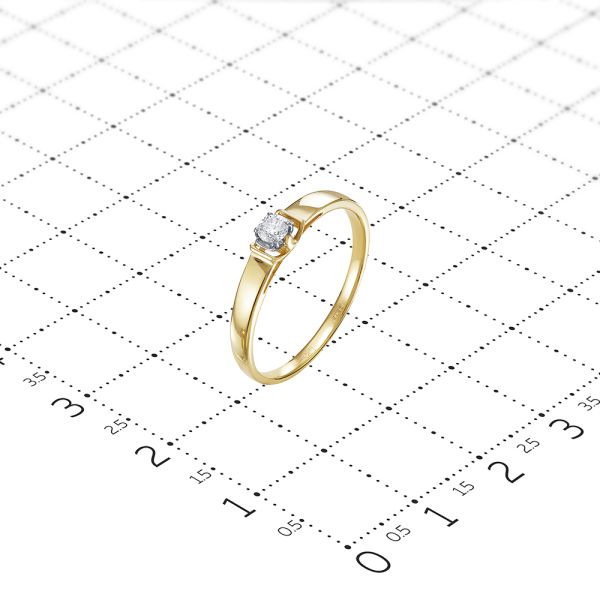 Кольцо с бриллиантом 0.095 карат из лимонного золота 81769