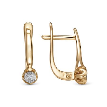 Серьги с бриллиантами 0.014 карат из красного золота 142854