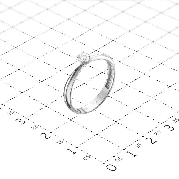 Кольцо с бриллиантом 0.12 карат из белого золота 55055