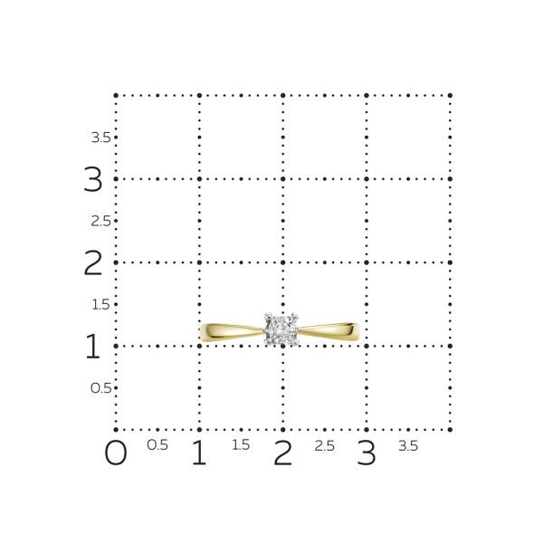 Кольцо с бриллиантом 0.109 карат из лимонного золота 127663