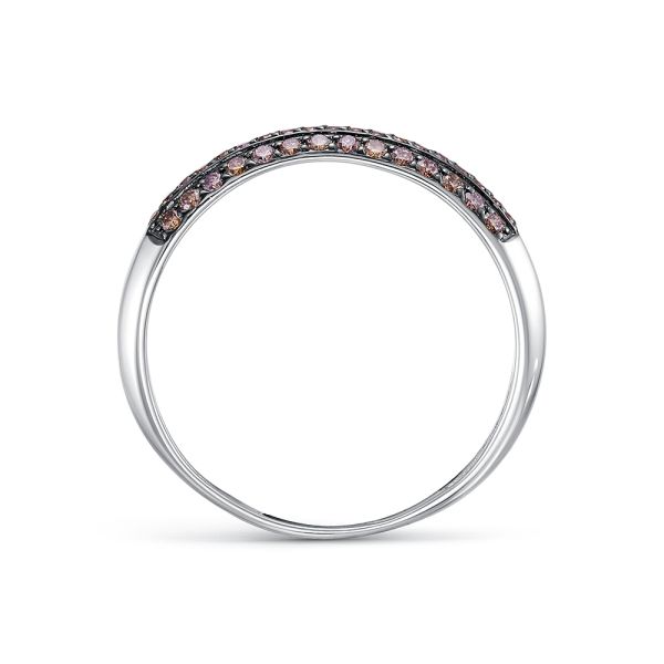 Кольцо с 47 коньячными бриллиантами из белого золота 143363