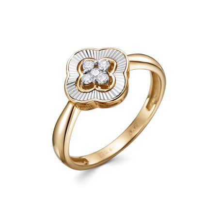 Кольцо с 5 бриллиантами 0.12 карат из красного золота 140264