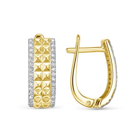 Серьги с 64 бриллиантами 0.32 карат из лимонного золота 140779 Серьги с 64 бриллиантами 0.32 карат из лимонного золота 140779