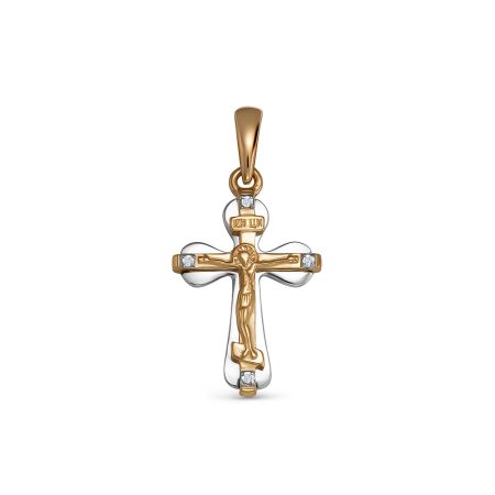 Православный крест с 4 бриллиантами 0.012 карат из комбинированного золота 88603