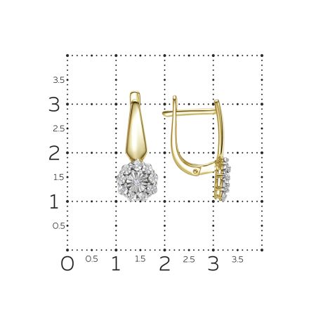 Серьги с 20 бриллиантами из лимонного золота 144604