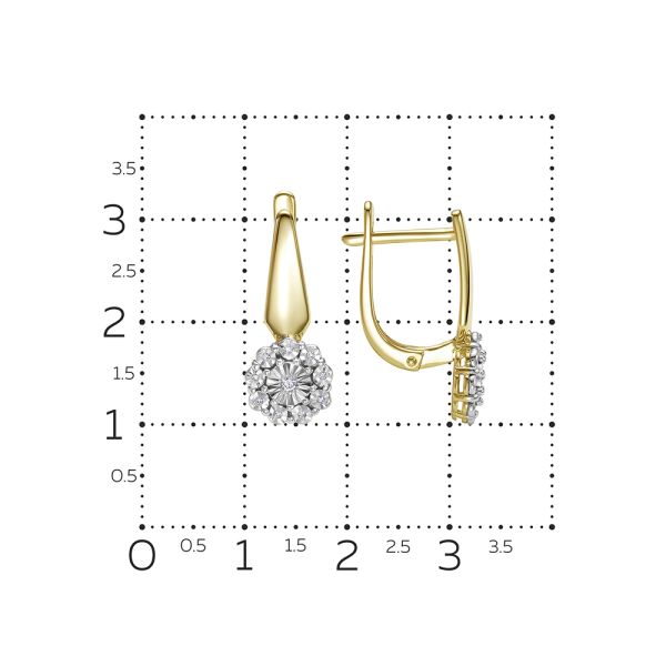 Серьги с 20 бриллиантами из лимонного золота 144604