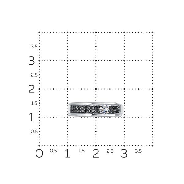 Кольцо с 30 черными бриллиантами из белого золота 125396