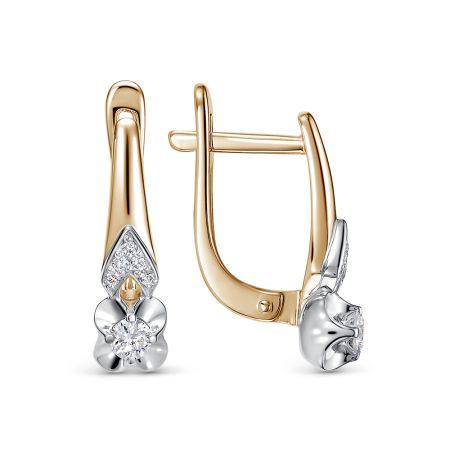 Серьги с 12 бриллиантами из красного золота 138850 Серьги с 12 бриллиантами из красного золота 138850