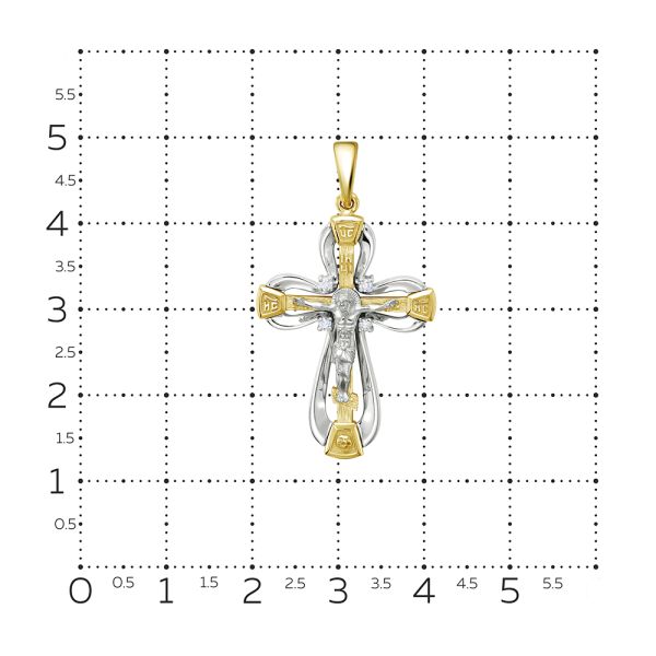 Православный крест с 4 бриллиантами 0.056 карат из комбинированного золота 86376