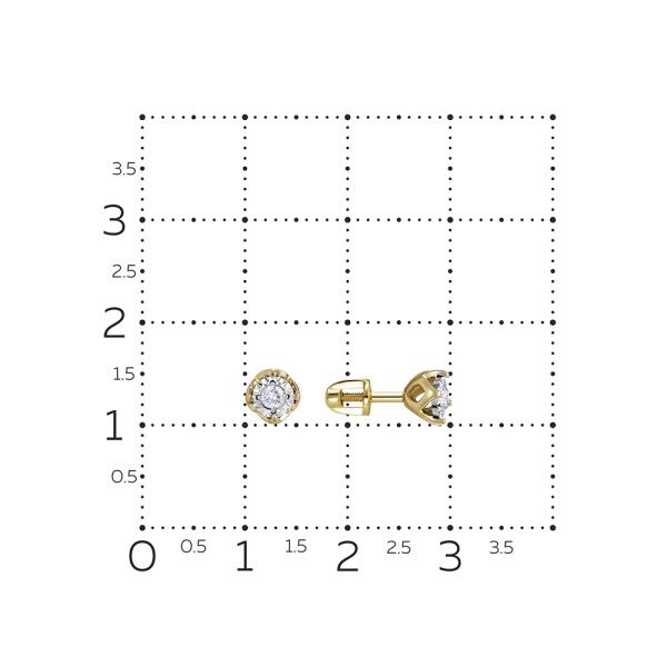 Серьги-пусеты с бриллиантами 0.128 карат из комбинированного золота 95901