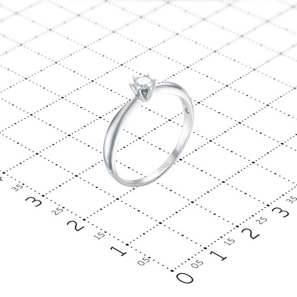 Кольцо с бриллиантом 0.12 карат из белого золота 52763