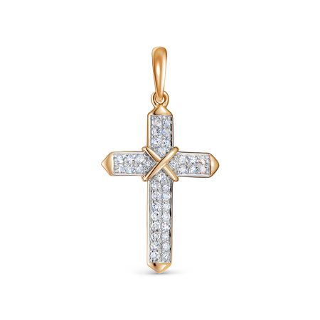 Декоративный крест с 38 бриллиантами 0.19 карат из красного золота 116708