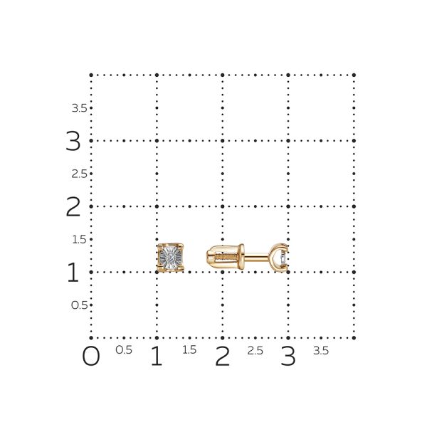 Серьги-пусеты с бриллиантами 0.014 карат из красного золота 142945