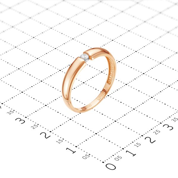 Кольцо с бриллиантом 0.055 карат из красного золота 74279