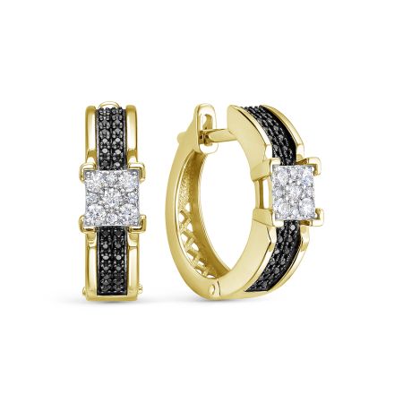 Серьги с 56 черными бриллиантами и 18 бриллиантами из лимонного золота 142791