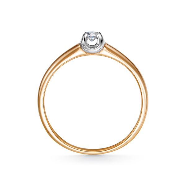 Кольцо с бриллиантом 0.08 карат из красного золота 140664