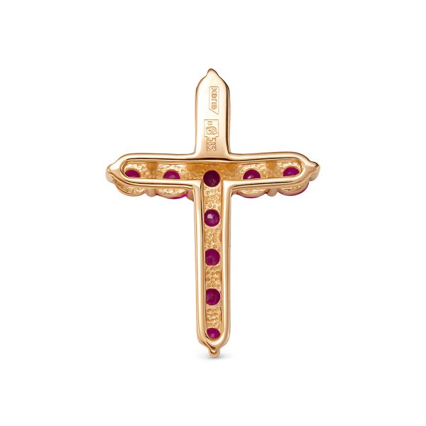 Декоративный крест с 11 рубинами из красного золота 76474