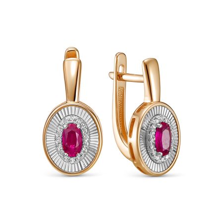 Серьги с рубинами и 32 бриллиантами из красного золота 138865