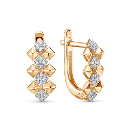 Серьги с 32 бриллиантами 0.16 карат из красного золота 138890