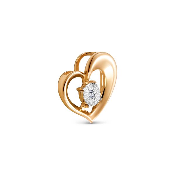 Подвеска с бриллиантом 0.007 карат из красного золота 143695