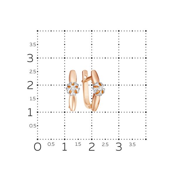 Серьги с бриллиантами 0.064 карат из красного золота 54175