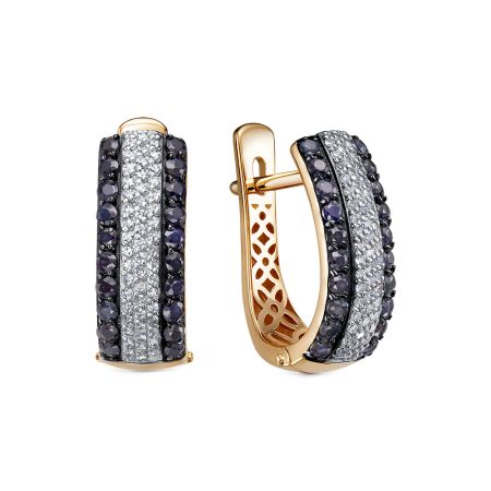 Серьги с 40 сапфирами и 104 бриллиантами из красного золота 129557