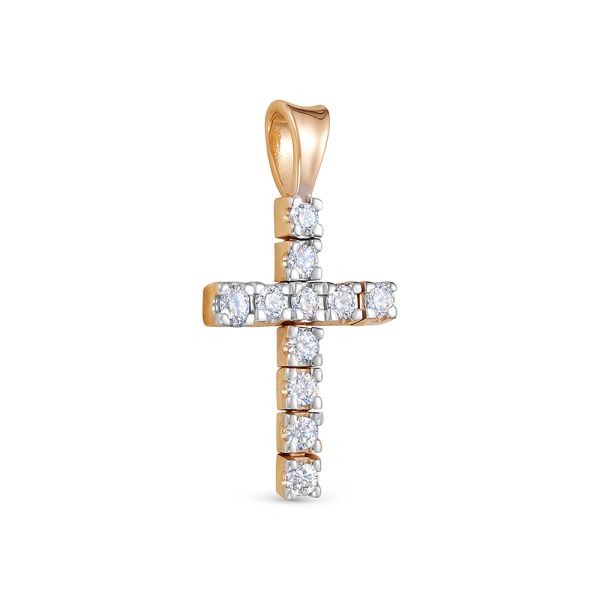 Декоративный крест с 11 бриллиантами 0.353 карат из красного золота 123951