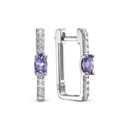 Серьги с танзанитами и 16 бриллиантами из белого золота 143670