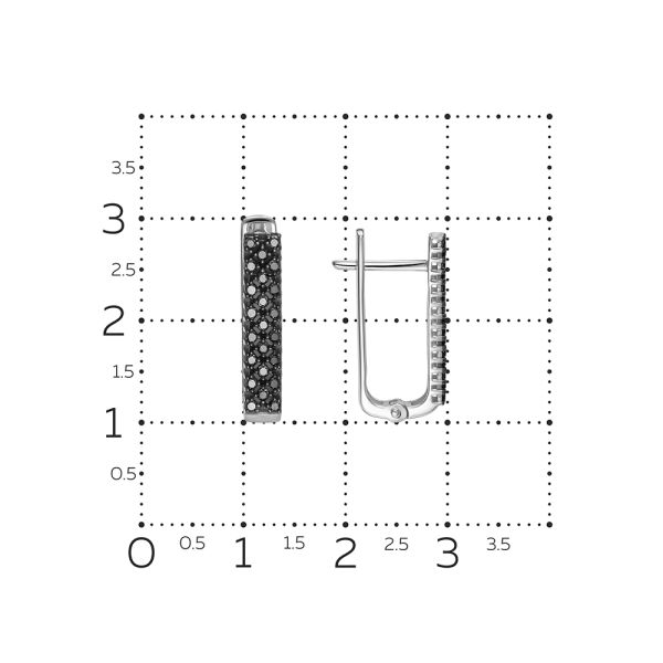 Серьги с 46 черными бриллиантами из белого золота 142812