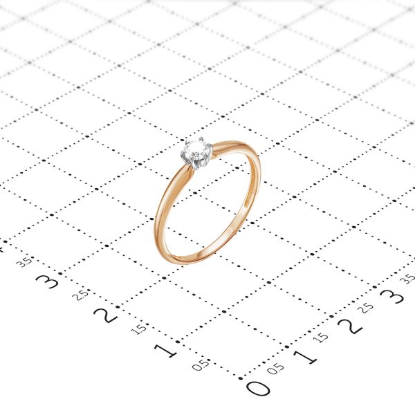 Кольцо с бриллиантом 0.165 карат из красного золота 54478