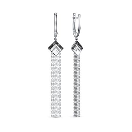 Серьги с 22 черными бриллиантами из белого золота 142825