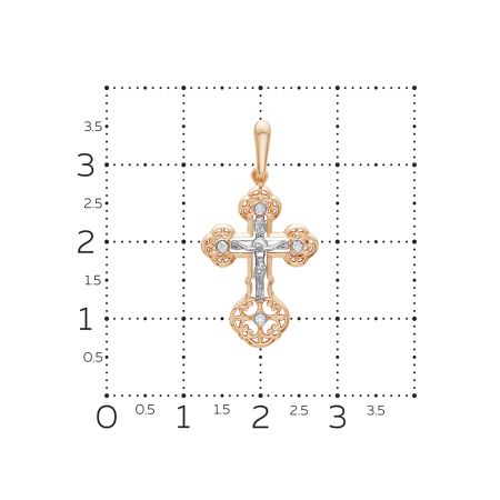 Православный крест с 4 бриллиантами 0.064 карат из красного золота 61908