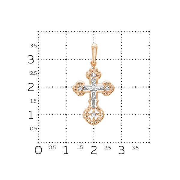 Православный крест с 4 бриллиантами 0.048 карат из красного золота 61908