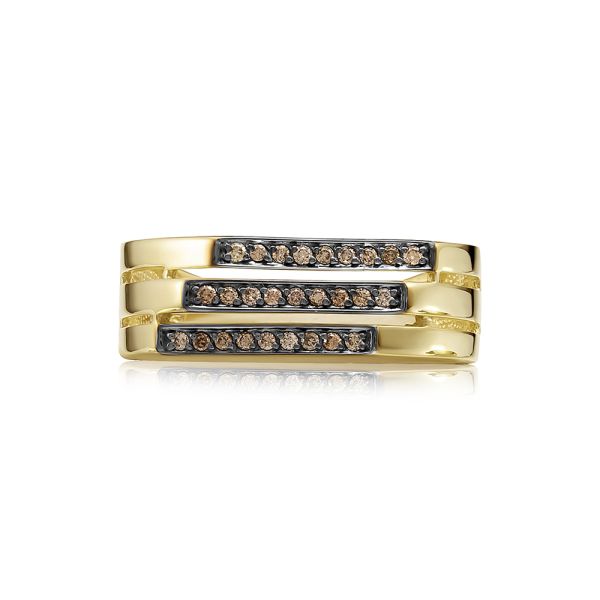 Кольцо с 27 коньячными бриллиантами из лимонного золота 131206