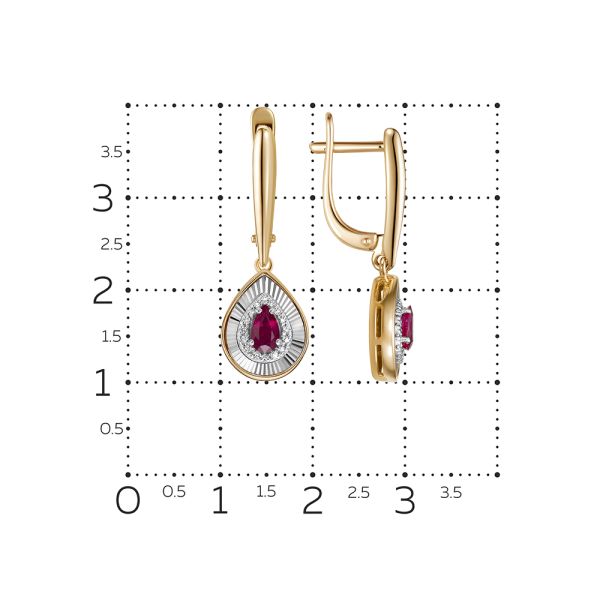 Серьги с рубинами и 32 бриллиантами из красного золота 137953