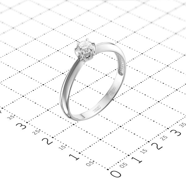 Кольцо с бриллиантом 0.26 карат из белого золота 48461