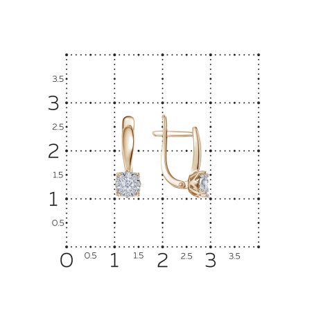 Серьги с 18 бриллиантами из красного золота 114016
