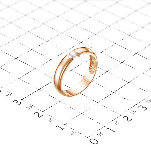 Кольцо с бриллиантом 0.095 карат из красного золота 96039