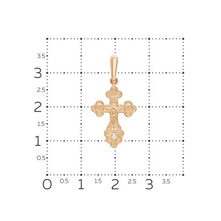 Православный крест с бриллиантом 0.016 карат из красного золота 78126