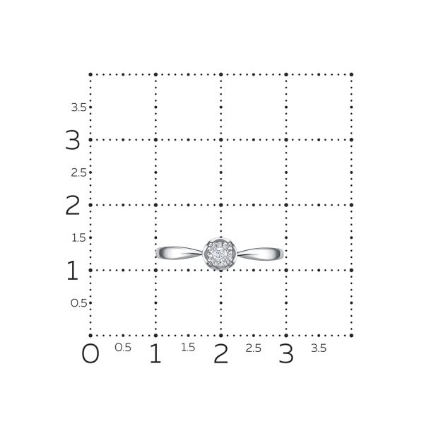 Кольцо с бриллиантом 0.032 карат из белого золота 121417