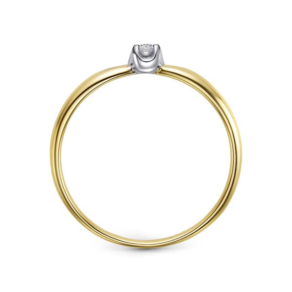 Кольцо с бриллиантом 0.045 карат из лимонного золота 144089