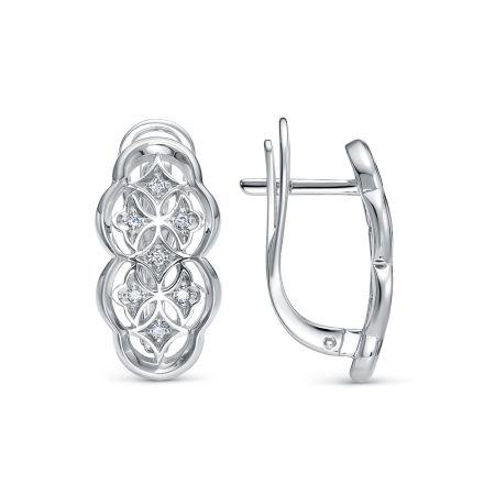 Серьги с 14 бриллиантами 0.098 карат из белого золота 142835
