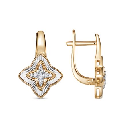 Серьги с 18 бриллиантами из красного золота 140770 Серьги с 18 бриллиантами из красного золота 140770