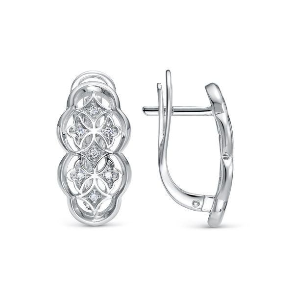 Серьги с 14 бриллиантами 0.098 карат из белого золота 142835