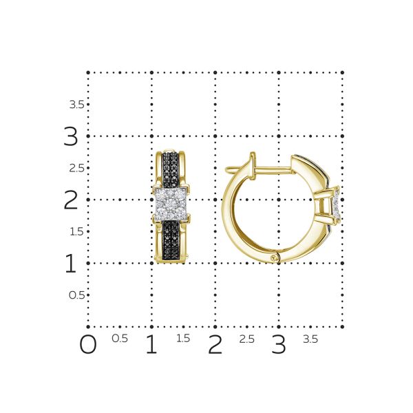 Серьги с 56 черными бриллиантами и 18 бриллиантами из лимонного золота 142791